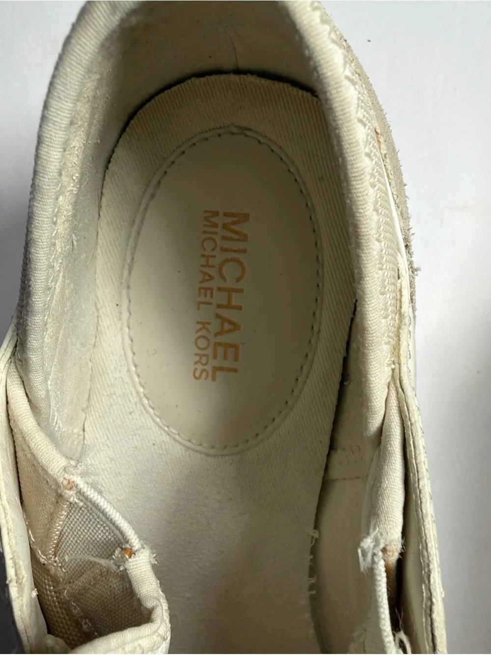 Michael Kors Cream and Gold MK Lace-Up Sneakers